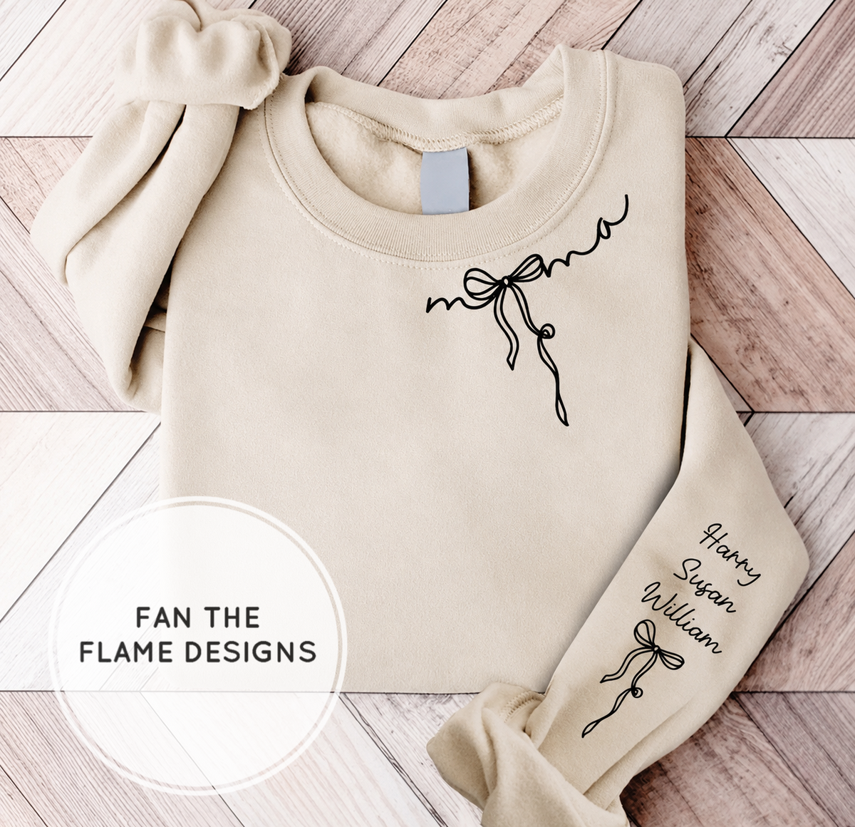 Custom Mama With Kids Name On Sleeve