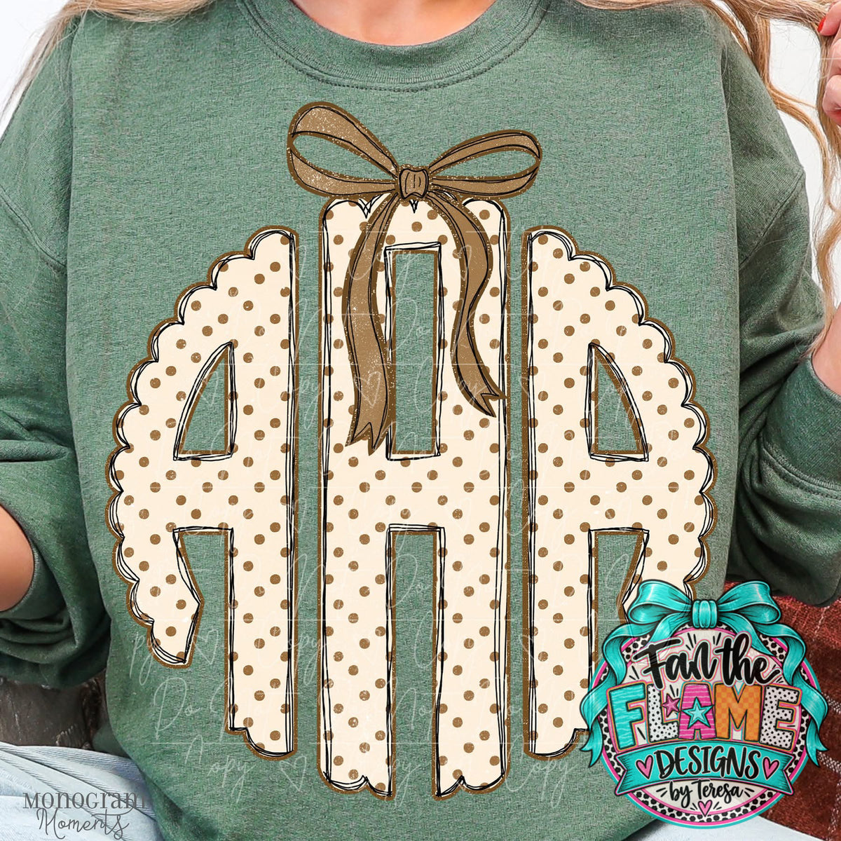 Polka dot and bow monogram