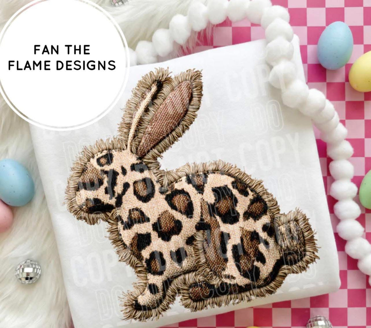 Leopard faux yarn bunny Short Sleeve