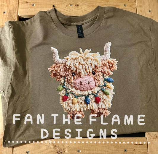 Highland Cow Faux Yarn Tee/Sweatshirt