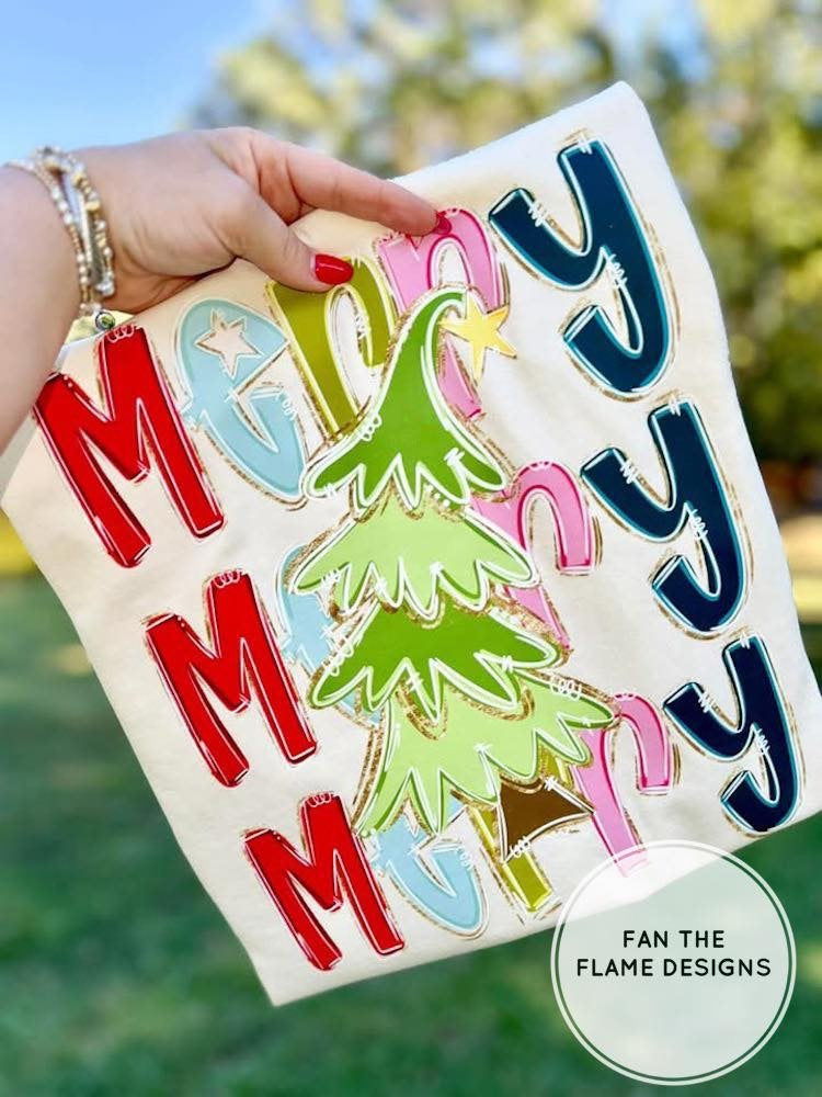 Merry Stacked Christmas Tree Short/Long/Sweatshirt