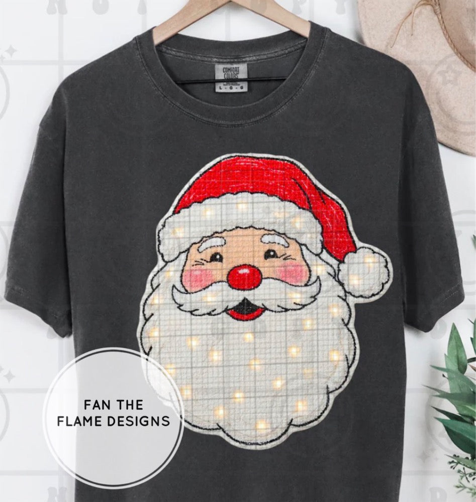 Santa with Faux Fut & Lights Short/Long/Sweatshirt