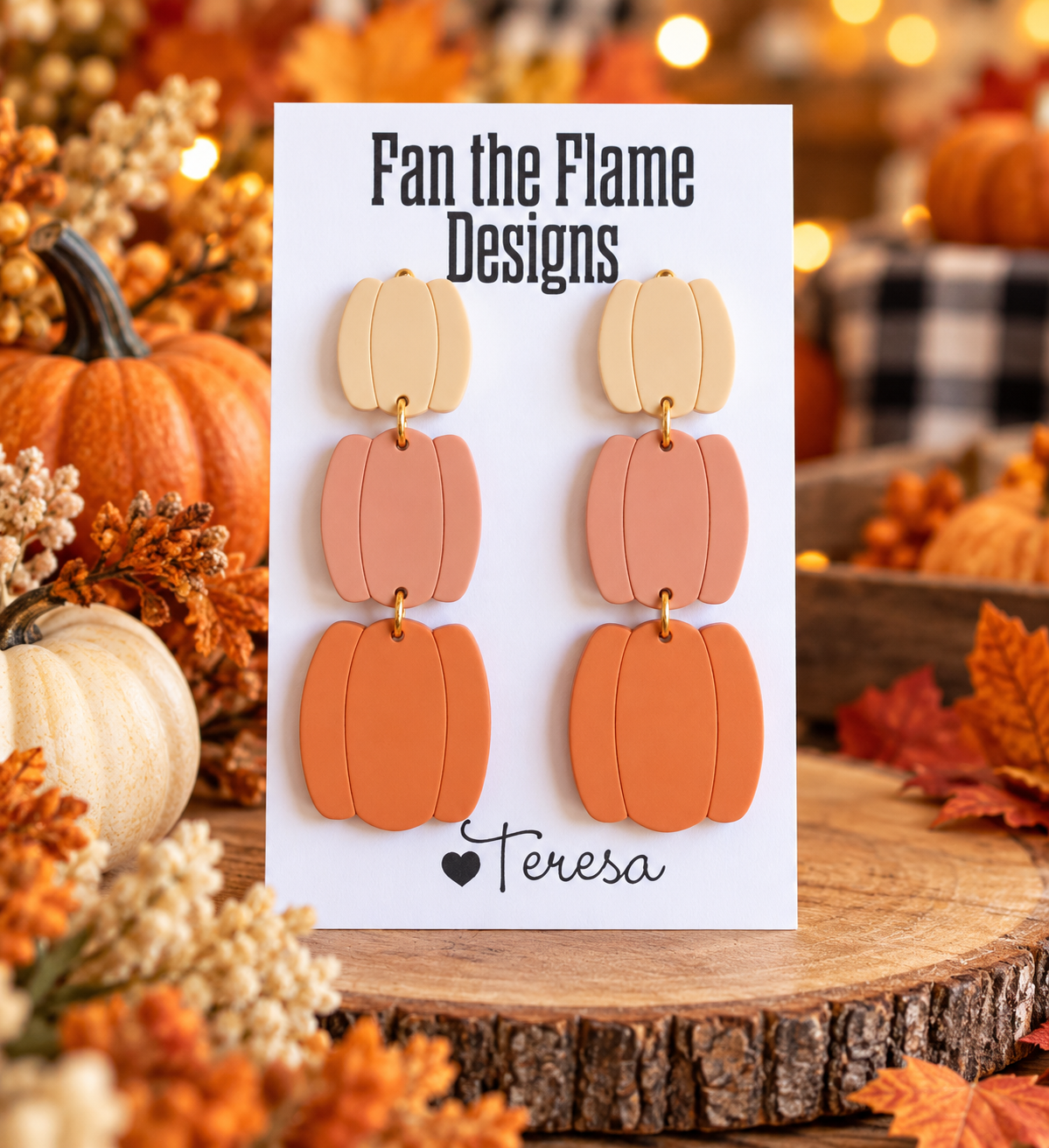 Pumpkin Stack Clay Dangle Earrings