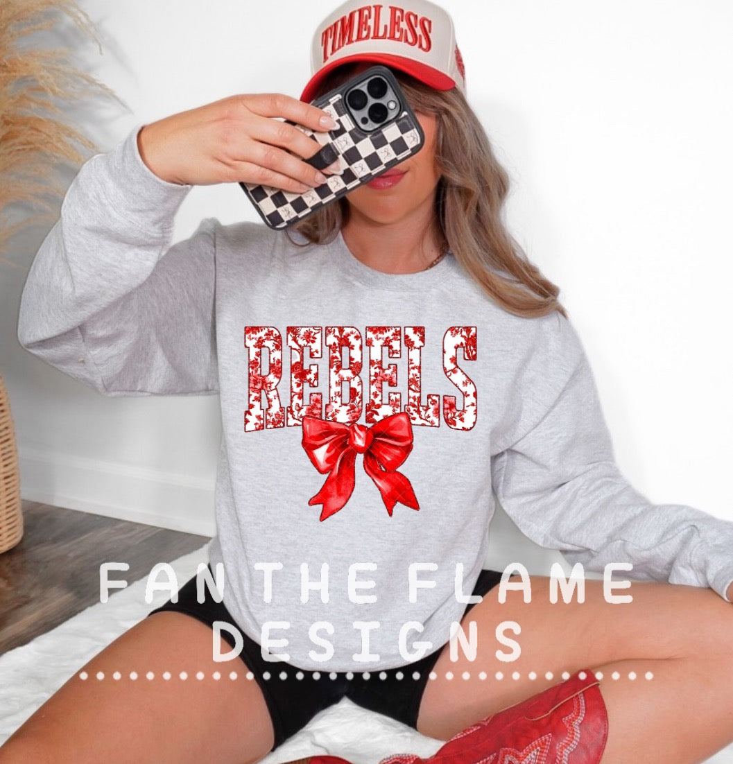 Red Floral Rebels Coquette tee/sweatshirt
