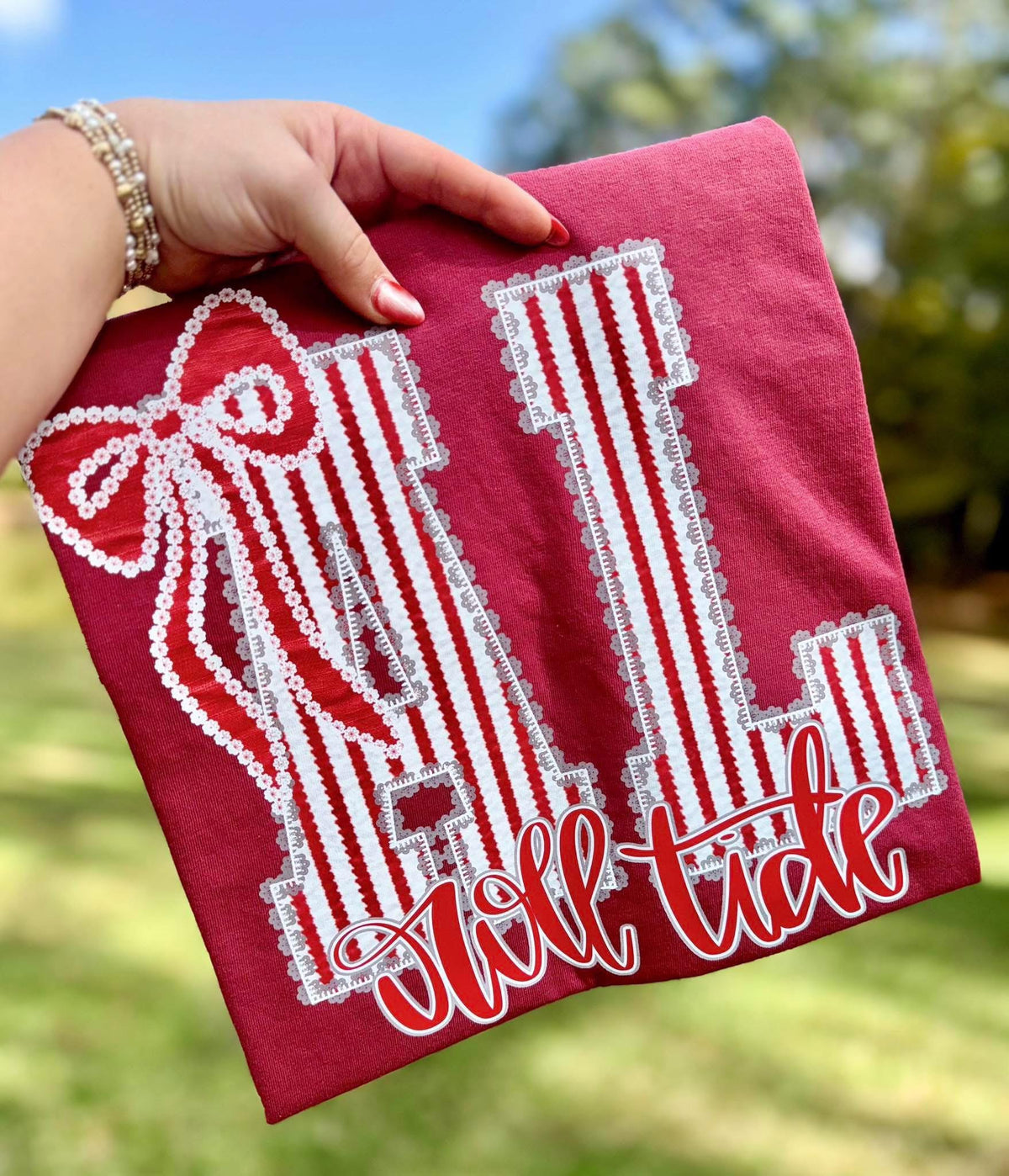 Alabama Pinstripe with bow Short/Long/Sweatshirt