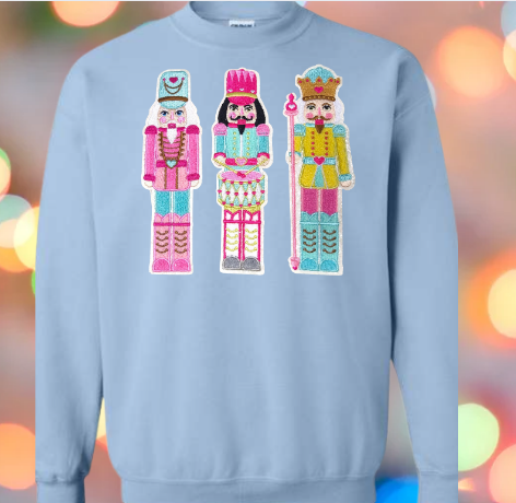 Pastel Nutcracker Chenille White Glitter Tee/Sweatshirt